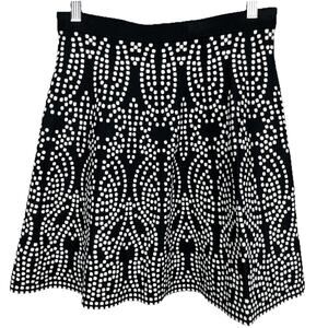 Couture Sweater‎ Knit Flare A-Line Skirt Womens Medium Black White Romeo Juliet